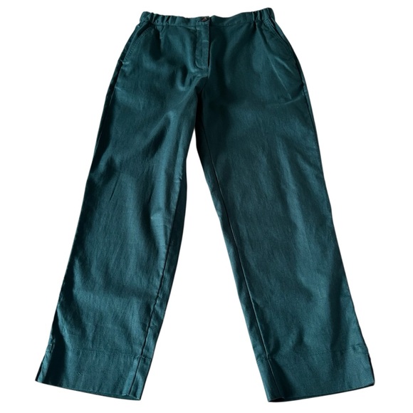 Banana Republic Factory Linen Blend Dark Teal Tapered Trousers Size Small - Picture 2 of 12